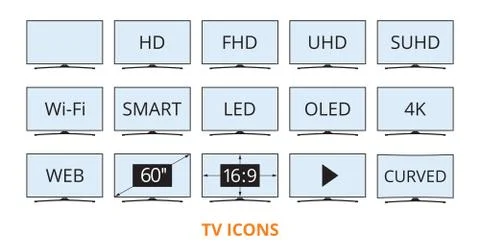Smart TV Icons Set Stock-Illustration