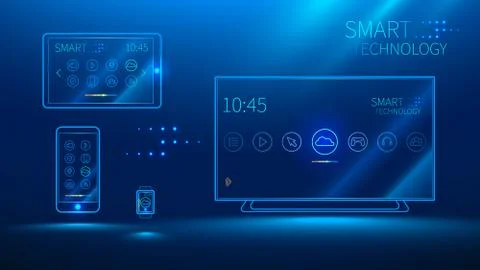 Smart TV. iot. cloud technology Stock Illustration