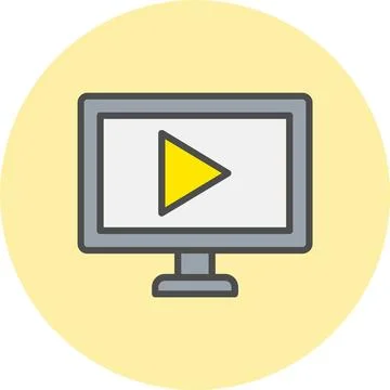 Smart Tv Line Filled Circle Icon Stock Illustration