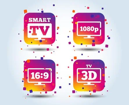 Smart TV mode icon. 3D Television symbol. Stock Illustration