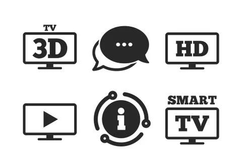 Smart TV mode icon. 3D Television symbol. Vector Stock Illustration