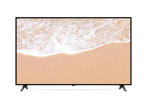 Smart tv with ocean beach on screen Stock Photos