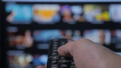 Smart tv. online video streaming service. with apps and hand. Male lifestyle Video stock 100903875