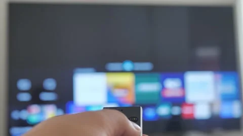 Smart tv. online video streaming service. with apps and hand. Male lifestyle Stock Footage 165975603