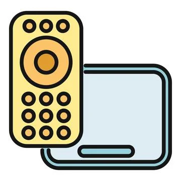 Smart tv remote control and media player setup icon Stock Illustration