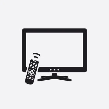 Smart TV with remote control icon Stock Illustration