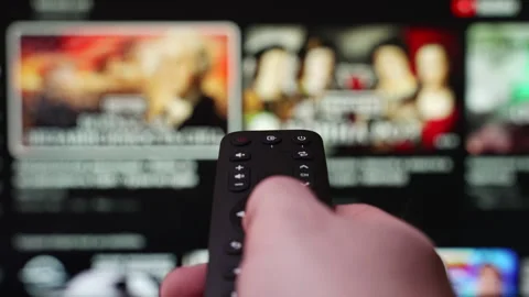 Smart tv screen and hand with remote control. Stock Footage 332749389