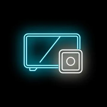 Smart tv screen with remote control neon icon Stock Illustration