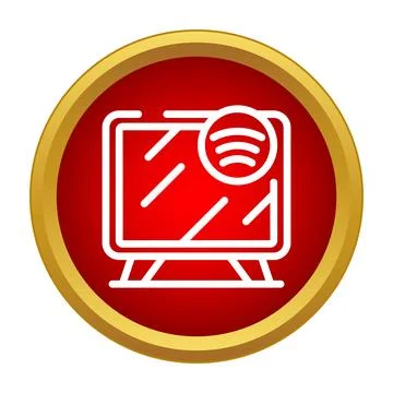 Smart tv streaming wireless connection icon button Illustrazione stock