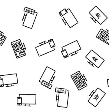 Smart Tv Television Vector Seamless Pattern Illustrazione stock