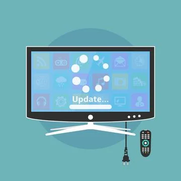 Smart TV with update loading process vector illustration, flat design Stock Illustration