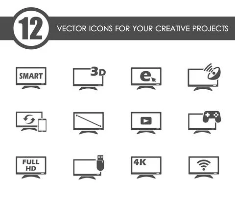 Smart tv vector icons Illustrazione stock