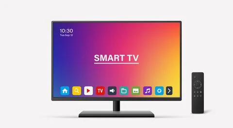 Smart TV Vector Illustration with Remote Control. Modern Smart TV Vector Art for Stock Illustration