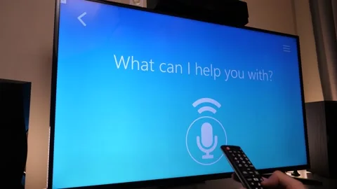 Smart TV With a Voice Assistant Being Used Stock Footage 143117494