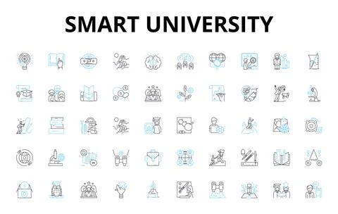Smart university linear icons set. Efficiency, Innovation, Technology Stock Illustration