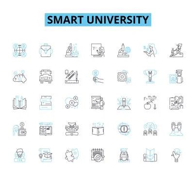 Smart university linear icons set. Efficiency, Innovation, Technology Stock Illustration
