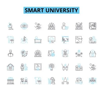 Smart university linear icons set. Efficiency, Innovation, Technology Stock Illustration