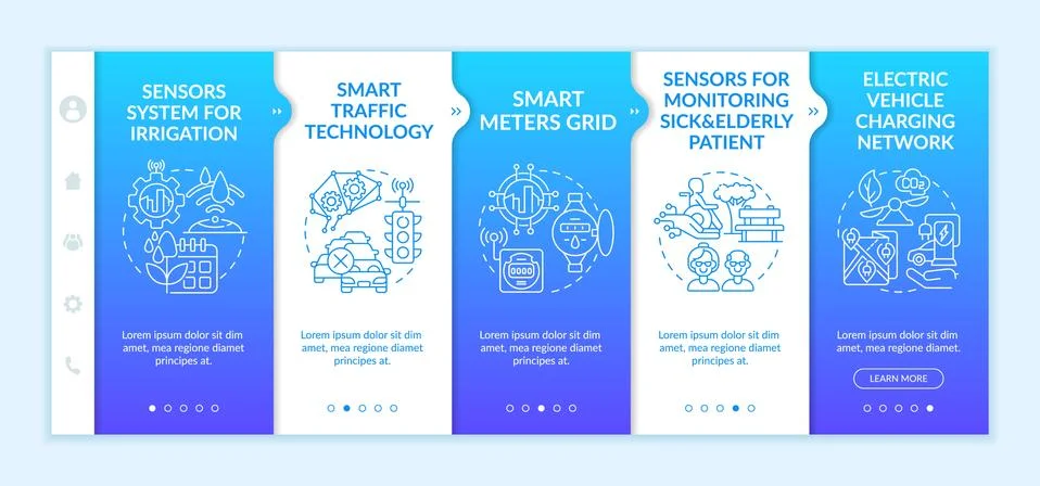 Smart urban high tech projects onboarding vector template Stock Illustration