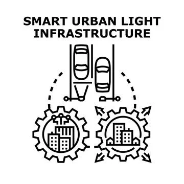 Smart urban light infrastructure vector concept Stock Illustration