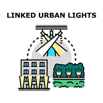 Smart urban lighting system connecting city infrastructure Stock-Illustration
