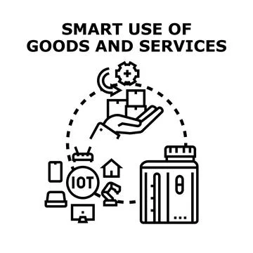 Smart use of goods and services concept Illustrazione stock