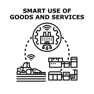 Smart use of goods and services concept Illustrazione stock
