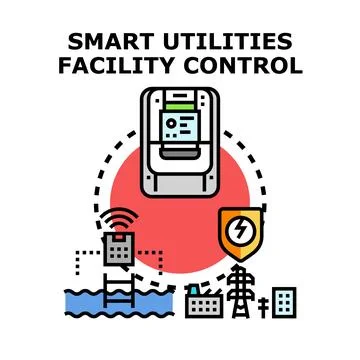 Smart utilities facility control system illustration Stock Illustration