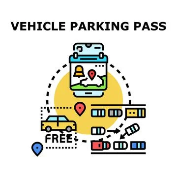 Smart vehicle parking mobile application pass concept Ilustração Stock