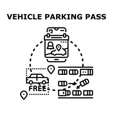 Smart vehicle parking mobile application pass concept Stock Illustration