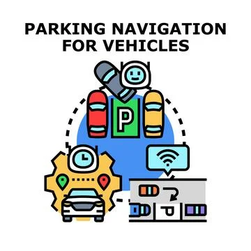 Smart vehicle parking navigation system concept 스톡 일러스트
