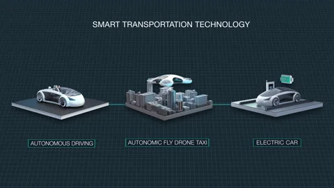 Smart vehicle technology. Charge station. autonomous electric vehicle. 4k. Video stock 164840351