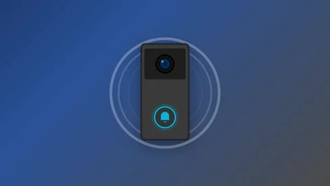 Smart Video Doorbell with Camera Focus and Ringing Chime Animation Stock Footage 346612886