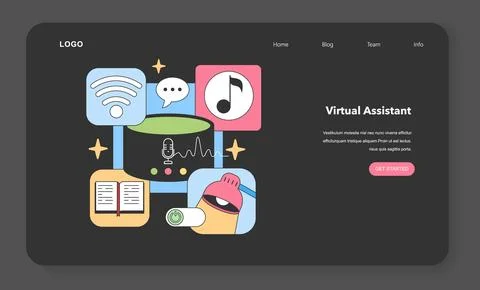 Smart virtual assistant offers diverse capabilities. Flat vector illustration Ilustração Stock