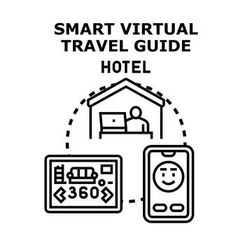 Smart virtual travel guide hotel concept illustration 库存插图