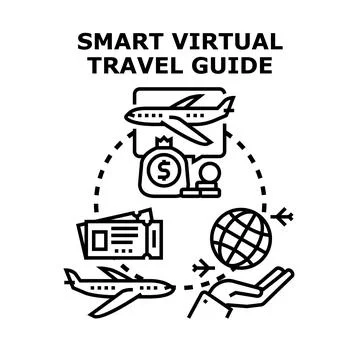 Smart virtual travel guide planning international journeys Stock Illustration