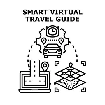 Smart virtual travel guide planning digital journey Stock Illustration