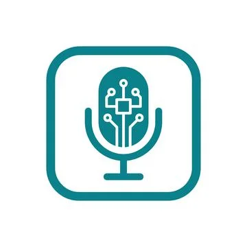 Smart voice microphone technology icon in teal for digital artificial intel.. Stock Illustration