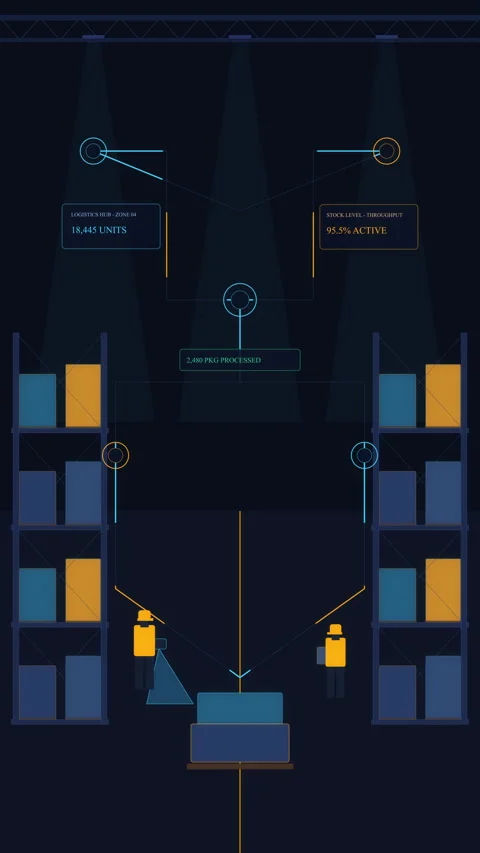 Smart warehouse automation workflow animation loop Stock Footage 346553595