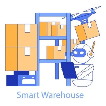 Smart Warehouse concept. Vector illustration. Illustrazione stock