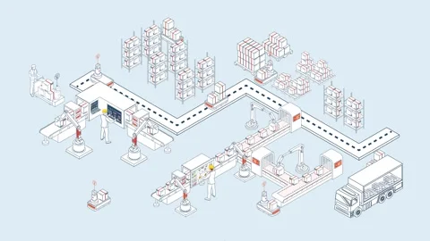 Smart Warehouse Isometric Animation Using AGV and AMR Video stock 331689191
