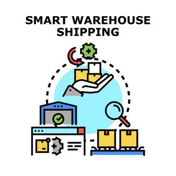Smart warehouse logistics delivering shipment management systems Stock Illustration