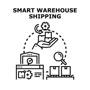 Smart warehouse logistics delivering shipment management systems Stock Illustration