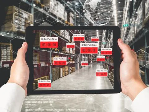 Smart warehouse management system using augmented reality technology Foto stock