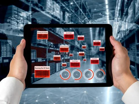 Smart warehouse management system using augmented reality technology Foto stock