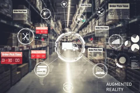 Smart warehouse management system using augmented reality technology Foto stock