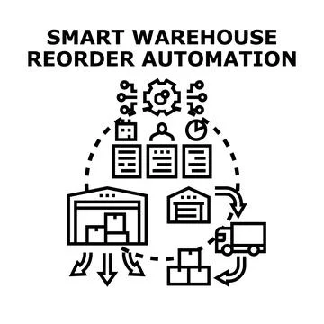 Smart warehouse reorder automation process optimization Stock Illustration