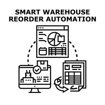 Smart warehouse reorder automation system concept Stock Illustration