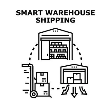 Smart warehouse shipping logistics and distribution chain Stock Illustration