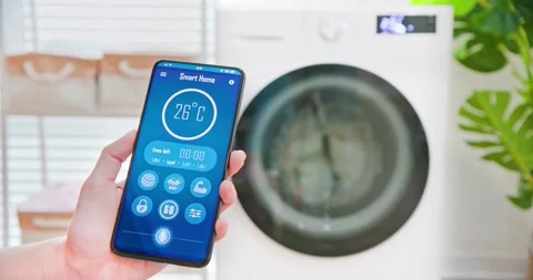 Smart washing machine concept Stock Footage 156279382