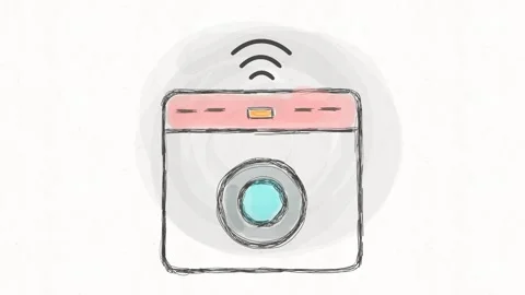 Smart Washing Machine with WiFi Connection Animation Stock Footage 342018498